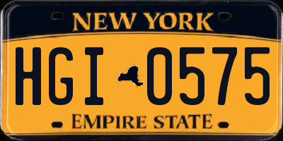 NY license plate HGI0575