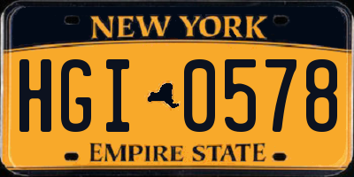 NY license plate HGI0578