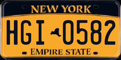 NY license plate HGI0582