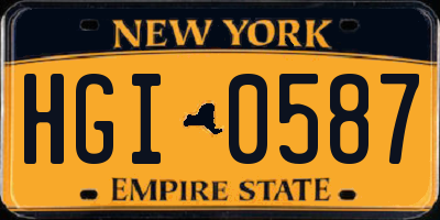 NY license plate HGI0587