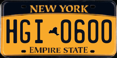 NY license plate HGI0600