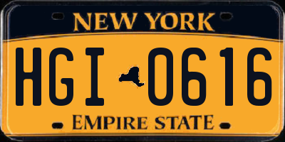 NY license plate HGI0616