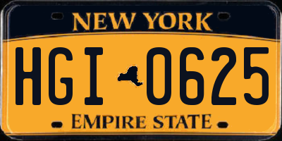 NY license plate HGI0625
