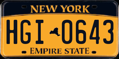 NY license plate HGI0643