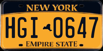 NY license plate HGI0647