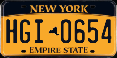 NY license plate HGI0654