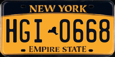 NY license plate HGI0668