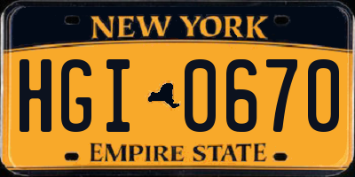 NY license plate HGI0670
