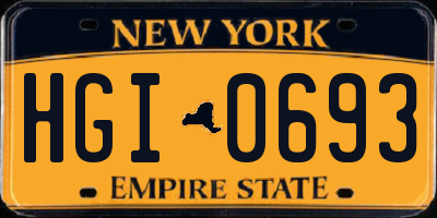 NY license plate HGI0693
