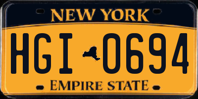 NY license plate HGI0694