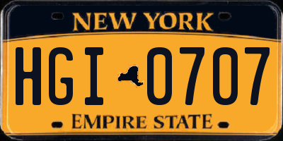 NY license plate HGI0707