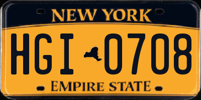 NY license plate HGI0708