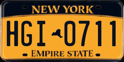 NY license plate HGI0711