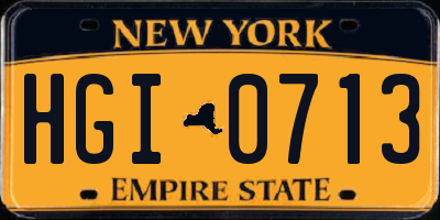 NY license plate HGI0713