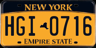 NY license plate HGI0716