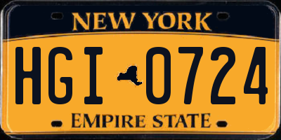 NY license plate HGI0724