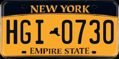 NY license plate HGI0730