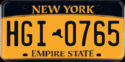 NY license plate HGI0765