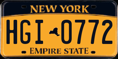 NY license plate HGI0772