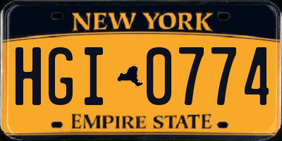 NY license plate HGI0774