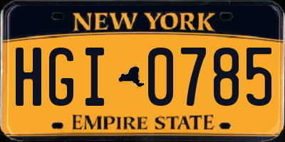 NY license plate HGI0785
