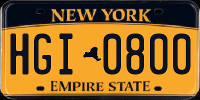 NY license plate HGI0800