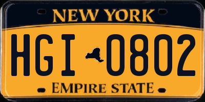 NY license plate HGI0802