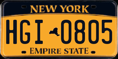 NY license plate HGI0805