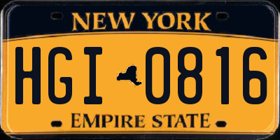 NY license plate HGI0816