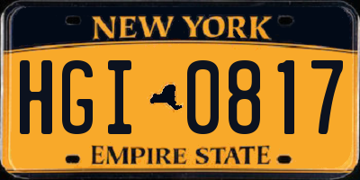 NY license plate HGI0817