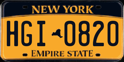 NY license plate HGI0820