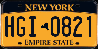 NY license plate HGI0821