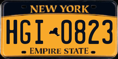 NY license plate HGI0823