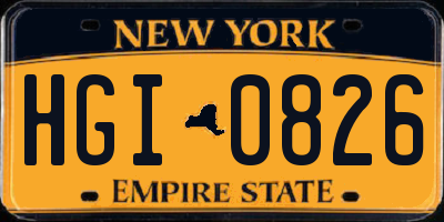 NY license plate HGI0826