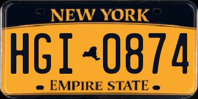 NY license plate HGI0874