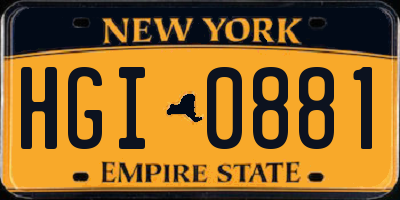 NY license plate HGI0881