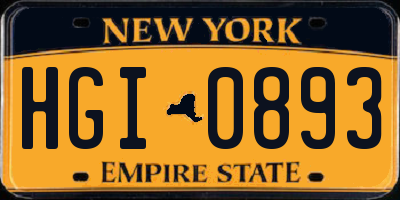 NY license plate HGI0893
