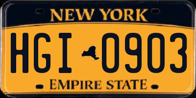 NY license plate HGI0903