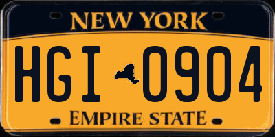 NY license plate HGI0904