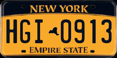 NY license plate HGI0913