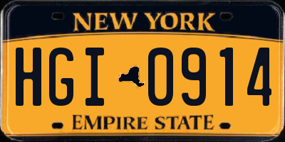 NY license plate HGI0914