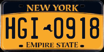 NY license plate HGI0918