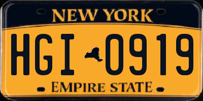 NY license plate HGI0919