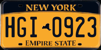 NY license plate HGI0923