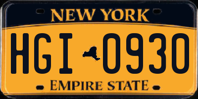 NY license plate HGI0930
