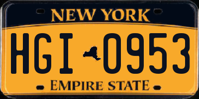 NY license plate HGI0953