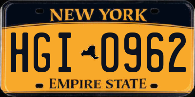 NY license plate HGI0962