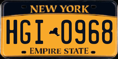 NY license plate HGI0968
