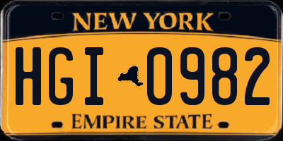 NY license plate HGI0982