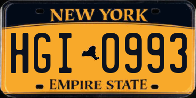 NY license plate HGI0993